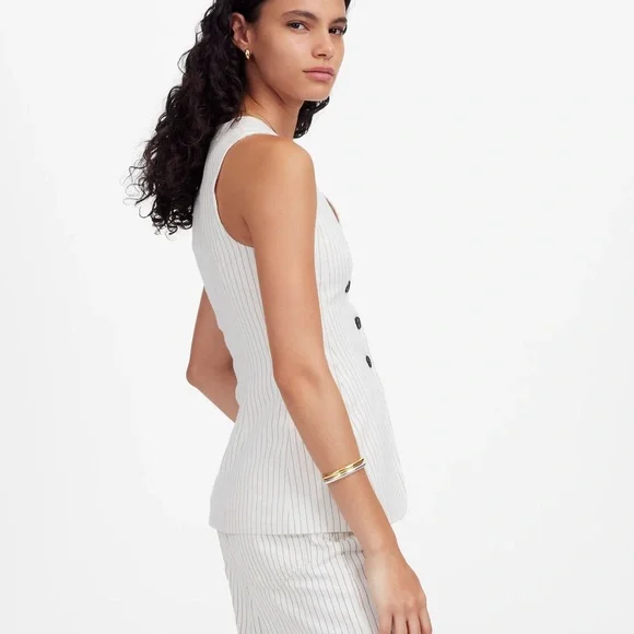 Madewell Pin striped Cutout vest size 12 NWT - Picture 3 of 8